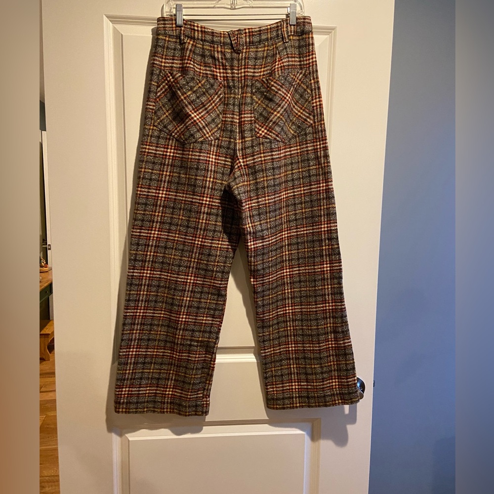 Free People Plaid Boot Cut Pants - Red and Gray - Picture 2 of 10